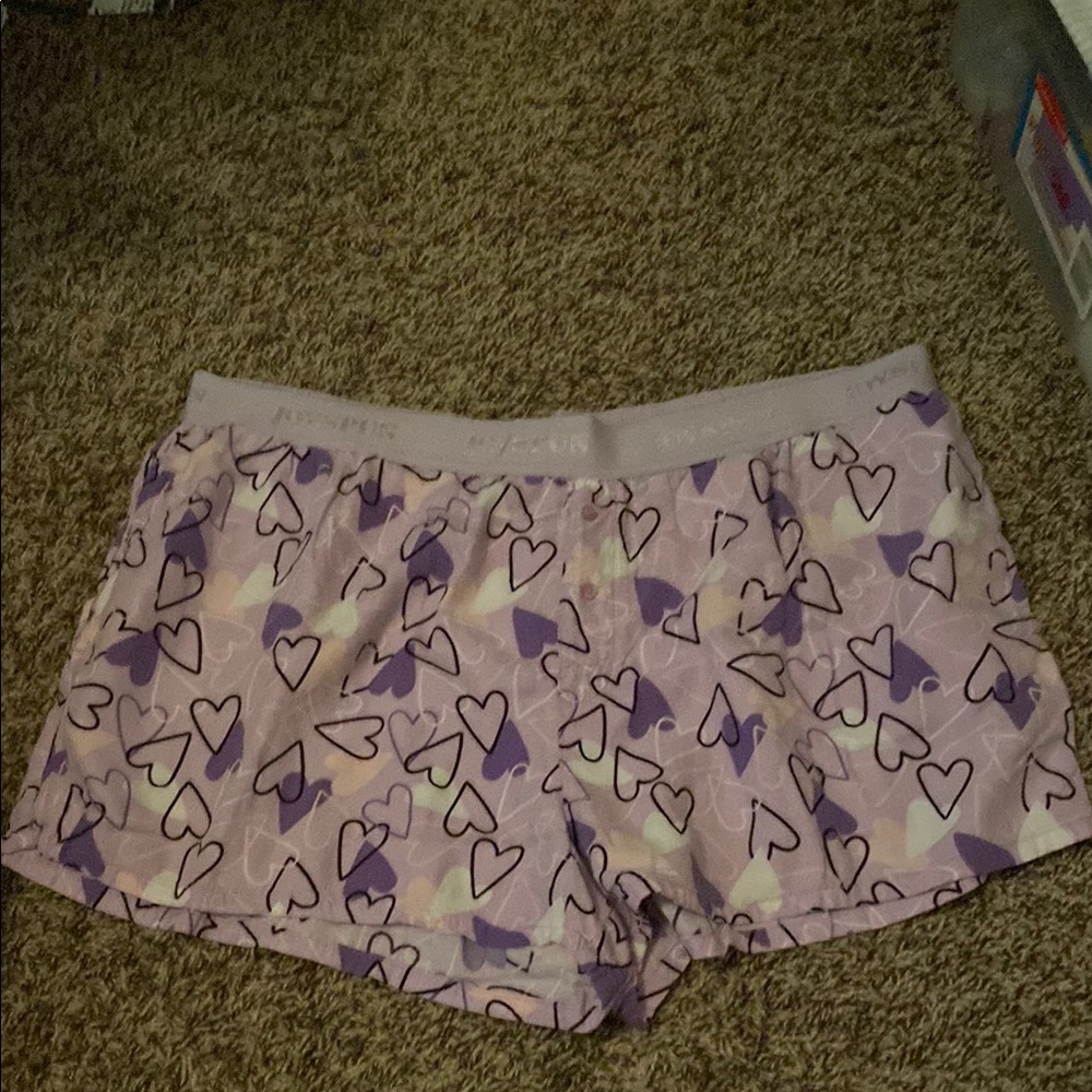 Purple Butterfly Print Pajama Shorts with Elastic Waistband